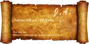 Janecskai Anton névjegykártya